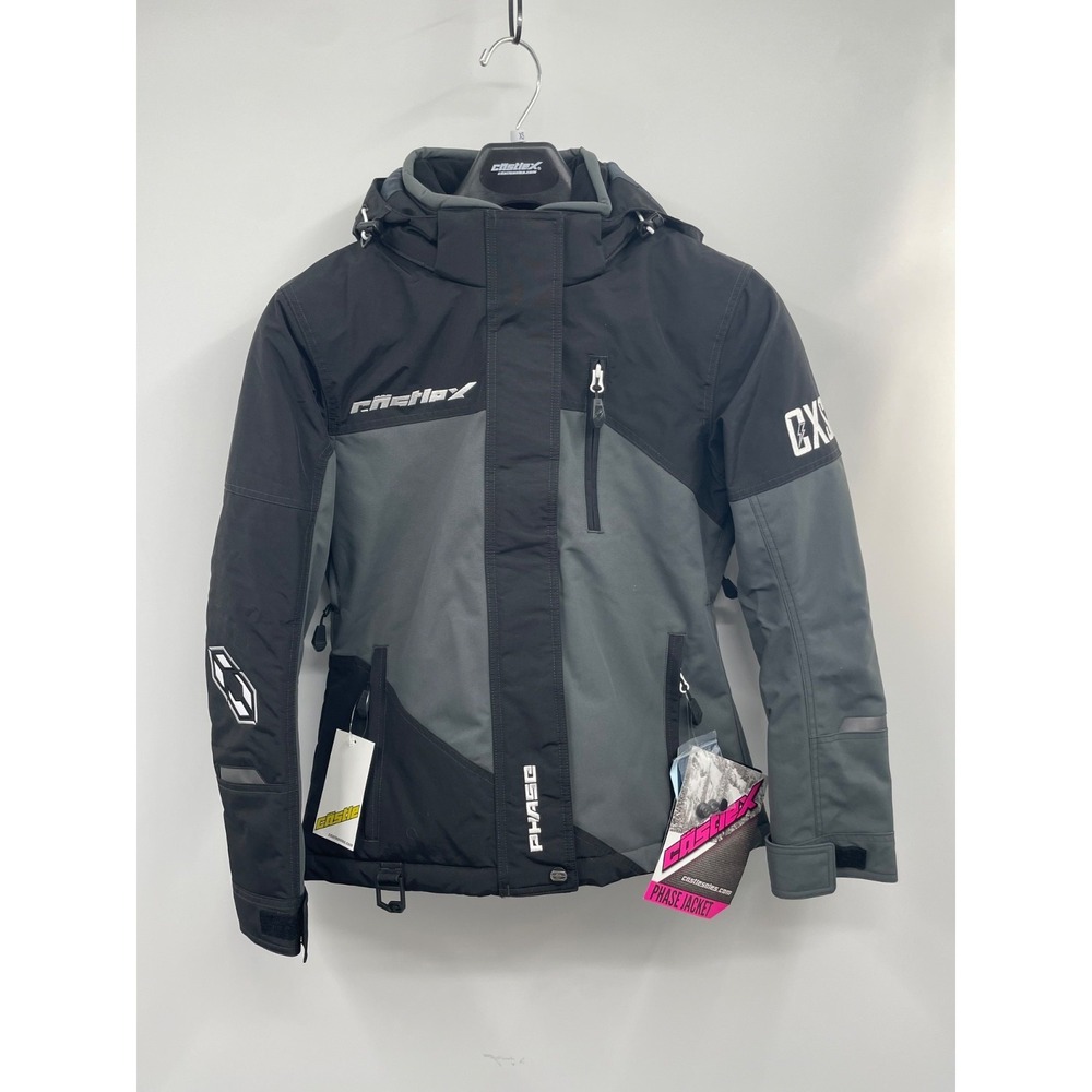 Castle X Phase G4 Snowmobile Jacket Womens XS Black Charcoal Full Zip Hooded NWT